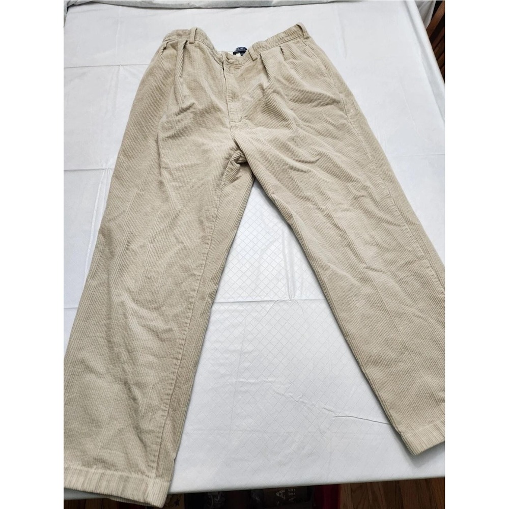 Polo Ralph Lauren Pants Mens 38x32 Beige Khaki Corduroy Andrew‎ Pleated Classic